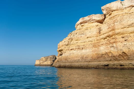Rock formations on the Algarve coast in Portugal