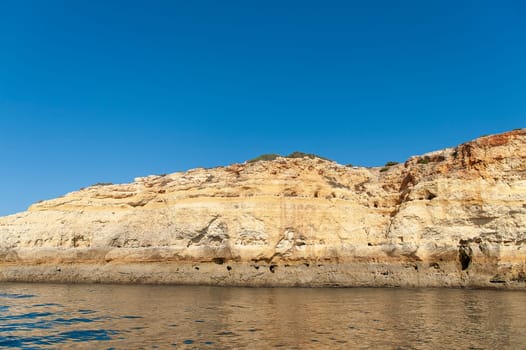 Rock formations on the Algarve coast in Portugal