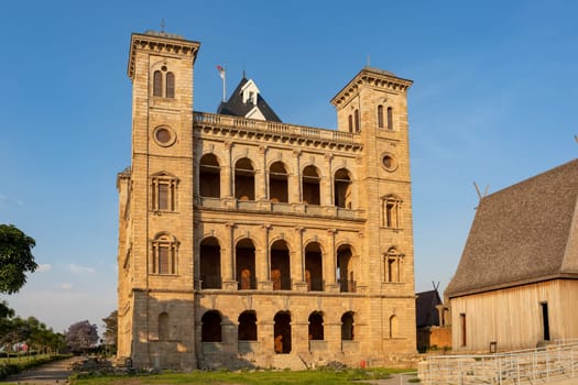 Rova of Antananarivo, back view to Queen's Palace, historic royal residence on top of the hill, Antananarivo, Madagascar