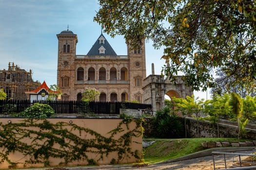 Rova of Antananarivo, front view to Queen's Palace, historic royal residence on top of the hill, Antananarivo, Madagascar