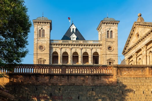 Rova of Antananarivo, back view to Queen's Palace, historic royal residence on top of the hill, Antananarivo, Madagascar