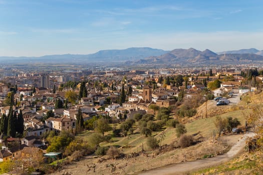 View of the city of Granada in Andalusia, Spain. Europe