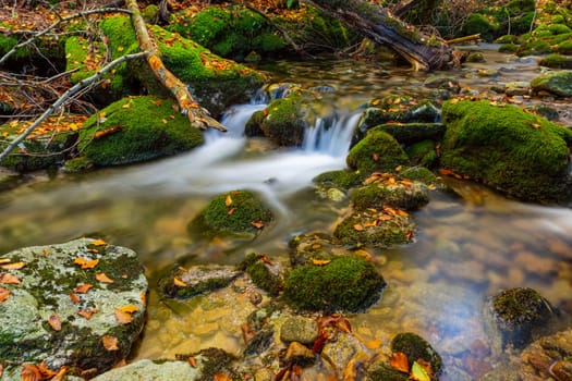 River waterfall in the portuguese national park of Geres, in the north of the country