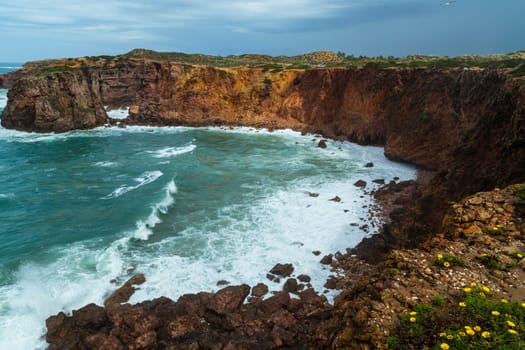 Cliffs in the Algarve West Coast, near Sagres, Portugal