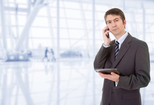 businessman using touch pad of tablet pc, at the office