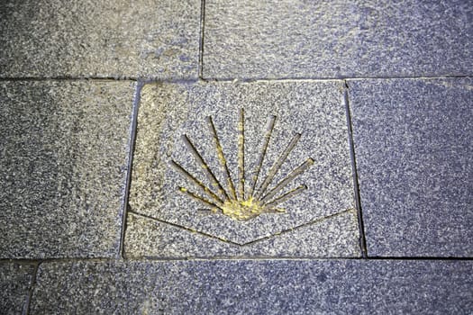 Detail of signal for pilgrims in the street, tradition and Christianity
