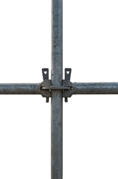 Close up scaffolding of a pipe clamp, isolated
