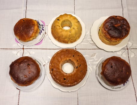 Traditional Ukrainian Easter Cake Kulich or Orthodox Christian Easter Bread.