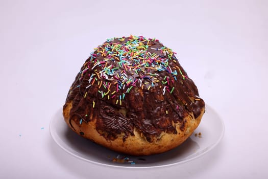 Traditional Ukrainian Easter Cake Kulich or Orthodox Christian Easter Bread.