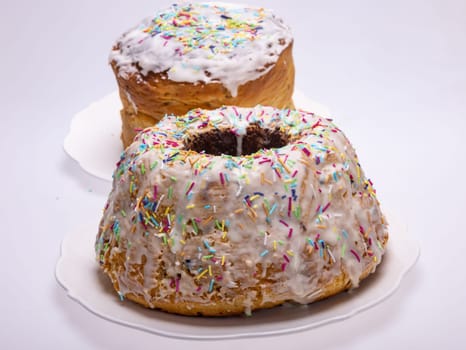 Traditional Ukrainian Easter Cake Kulich or Orthodox Christian Easter Bread.
