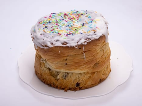 Traditional Ukrainian Easter Cake Kulich or Orthodox Christian Easter Bread.