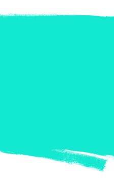 Hand painted blue green background with paintbrush border