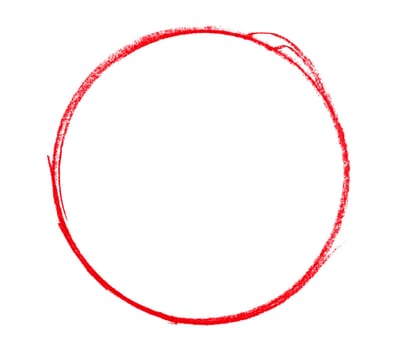 Sketch of empty hand drawn circle made with red pencil