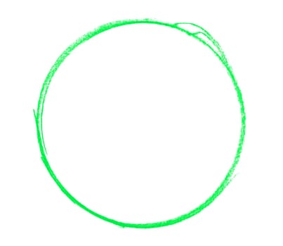 Sketch of empty hand drawn circle made with green pencil