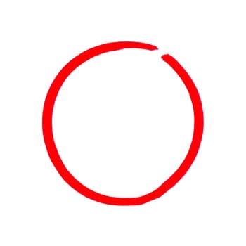 Hand painted red circle made with pencil