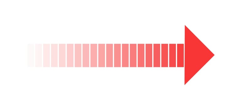 Long red arrow with gradient color showing direction