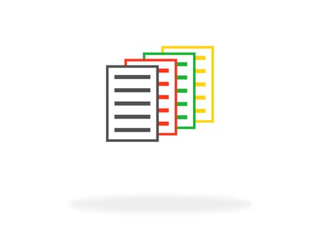Business icon: 4 colorful papers or documents
