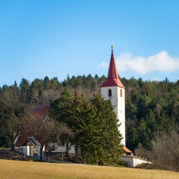 Historical church with surrounding wall at Ofenbach Lower Austria