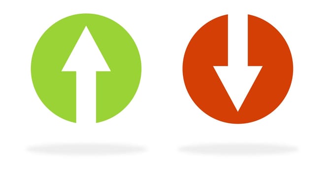 Two Buttons green and red with arrows showing up and down