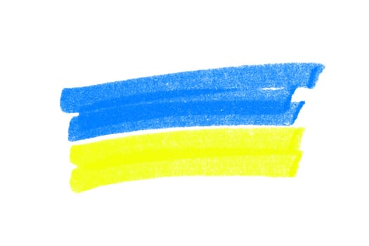 Hand painted flag of Ukraine with blue and yellow colors