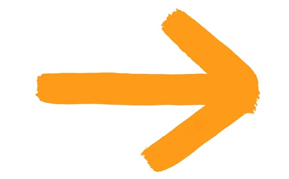 Orange arrow made with paintbrush