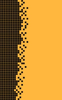 Dots grid or frame with black squares on orange background