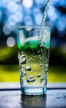 Summer drinks refreshing cocktails on green background