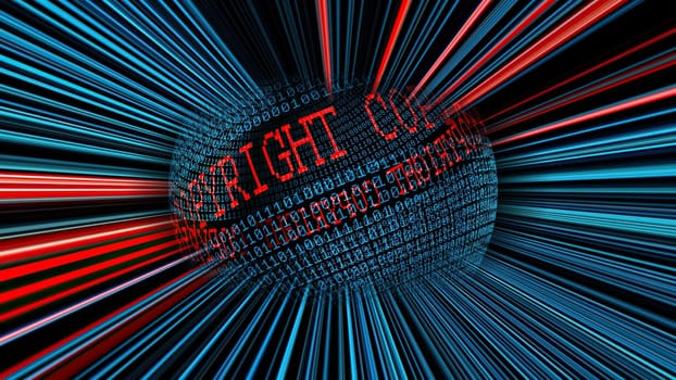 Copyright and binary data sphere concept,Copyright and binary data sphere concept