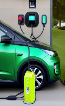 EV charging station for electric car in concept of green energy and eco power