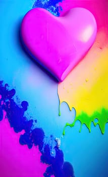 Colorful heart with paint splatters