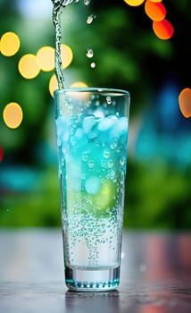 Summer drinks refreshing cocktails on green background