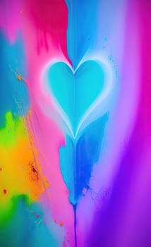 Colorful heart with paint splatters