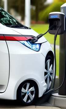 EV charging station for electric car in concept of green energy and eco power
