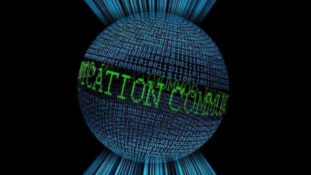 Communication and binary data sphere concept,Communication and binary data sphere concept