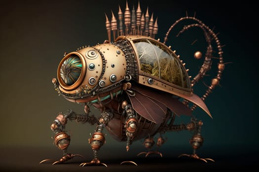 generative ai illustration of steampunk creature