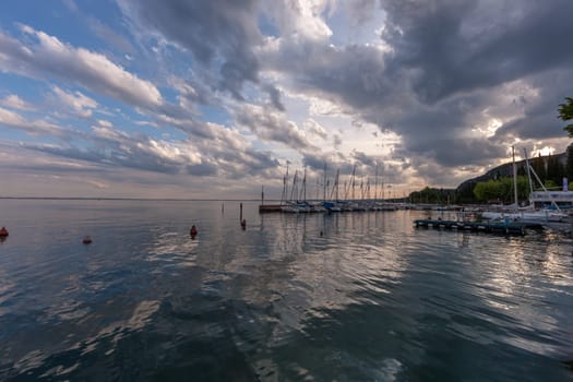 Panorama of the harbor, Lake Garda, Italy