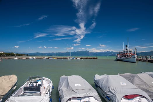 Panorama of the harbor, Lake Garda, Italy