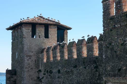 Castello Scaligero Sirmione Castle, built in XIV century, Lake Garda, Sirmione, Italy