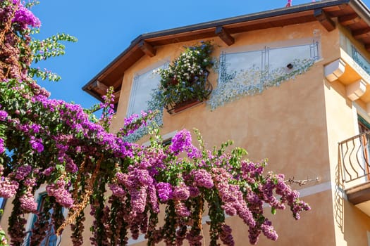 A typical decorative window in  the old town of  lake Garda Italy