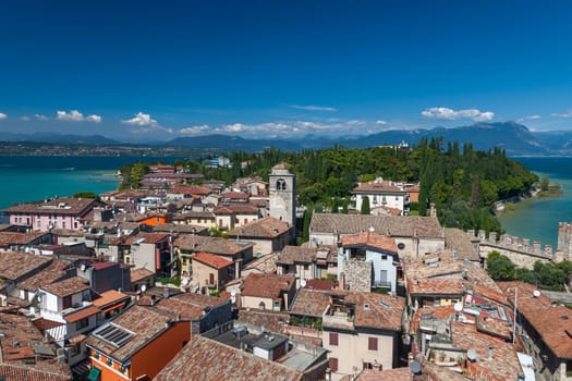 Panoramic view from The Scaliger Castle at Sirmione town, Lake Garda- Italy