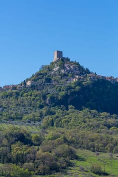 A castle ruin on Via Cassia in Tuscany