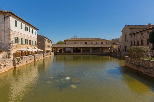 Bagno Vignone city centre with thermal spring