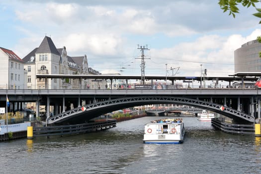 Ship with tourists on the Spree in Berlin