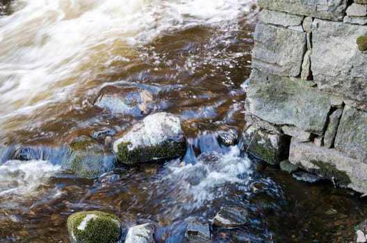 the water i floating still with the wall