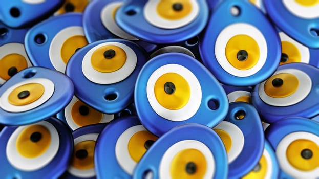 Evil Eye or Nazar amulet stack. 3D illustration.