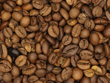 Natural roasted coffee bees tasty delicious aroma flavor color