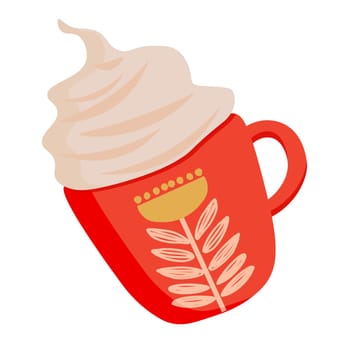 red cup. insulated cup with creamy foam.vector illustration isolated on white background.