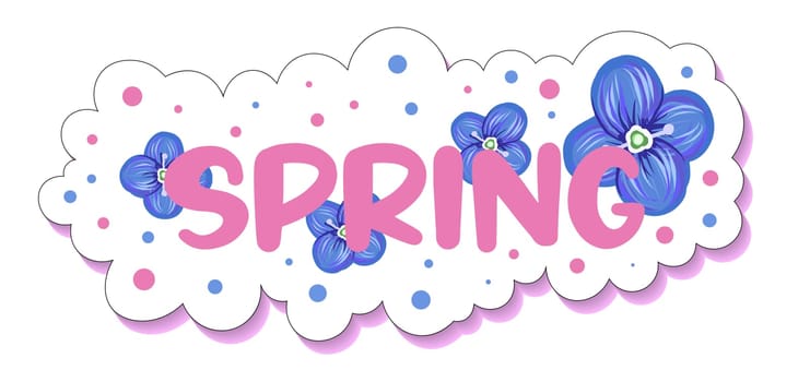 spring sticker small blue flowers. spring flowers. cute cartoon sticker