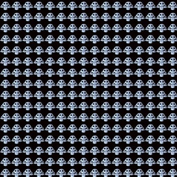 Skull and hand bones seamless pattern on a black background. A repeating image for Halloween, for wrapping paper, for a trendy rocker or biker headscarf or bandana. Black background, white details