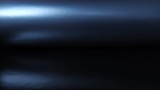 Gradient on a dark blue background. Horizontally folded shiny paper or foil with overflow and highlights. Mysterious radiance. Luxurious fabric. Metallic cold shine